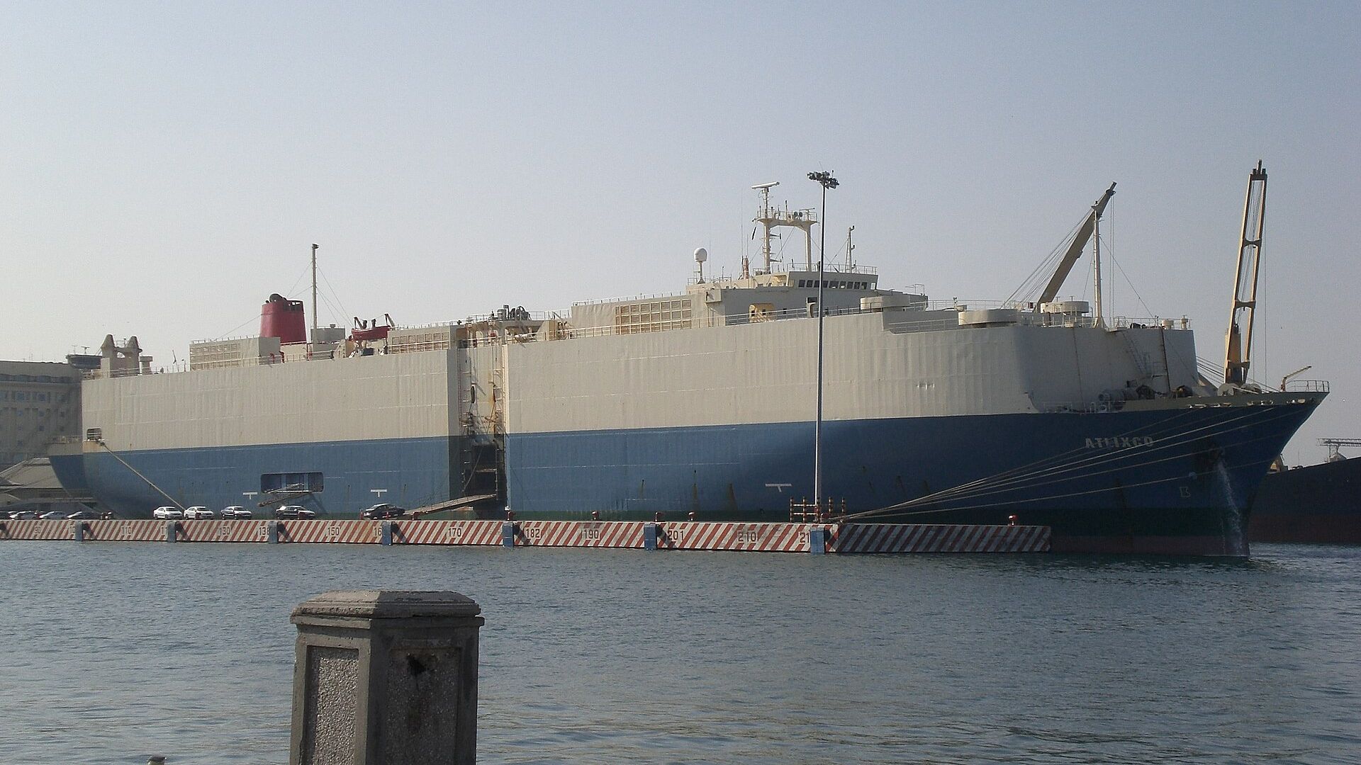 Vehicle carrier ship of the kind used to move Japanese kei trucks to overseas ports
